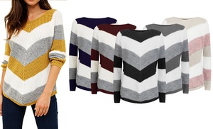 Chevron Block Stripe Print Jumper