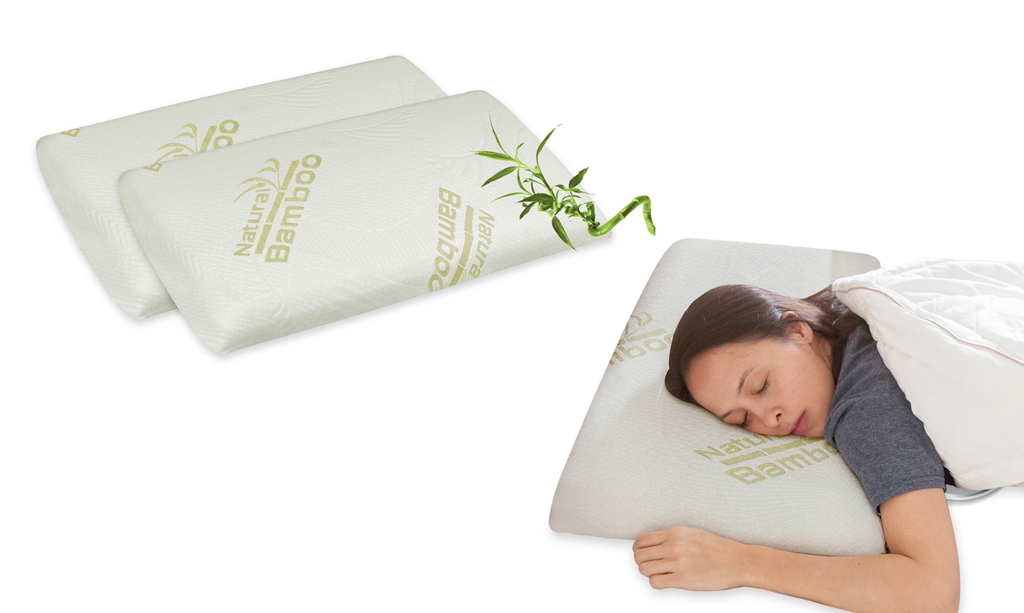 2er-Set Memory-Schaum-Kissen mit Bambus-Beschichtung