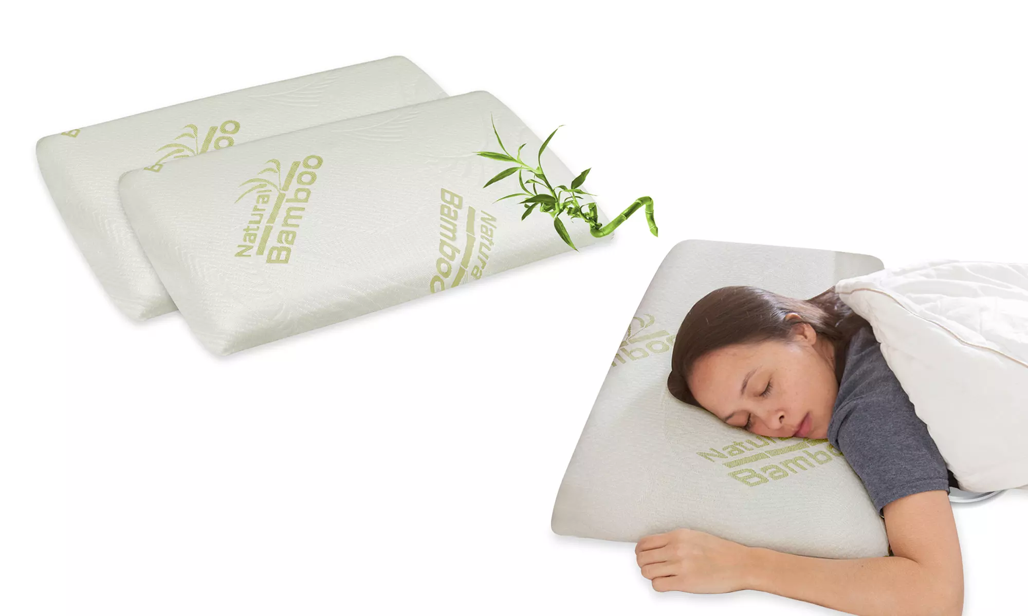 2er-Set Memory-Schaum-Kissen mit Bambus-Beschichtung - Primary Image