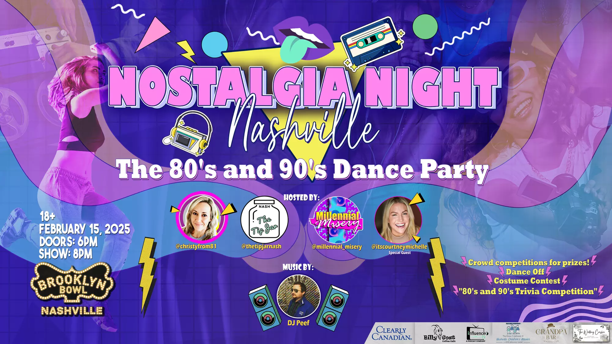 Nostalgia Night Nashville: The 80's vs. 90's Dance Party! on February 15 at 8 p.m. - Primary Image