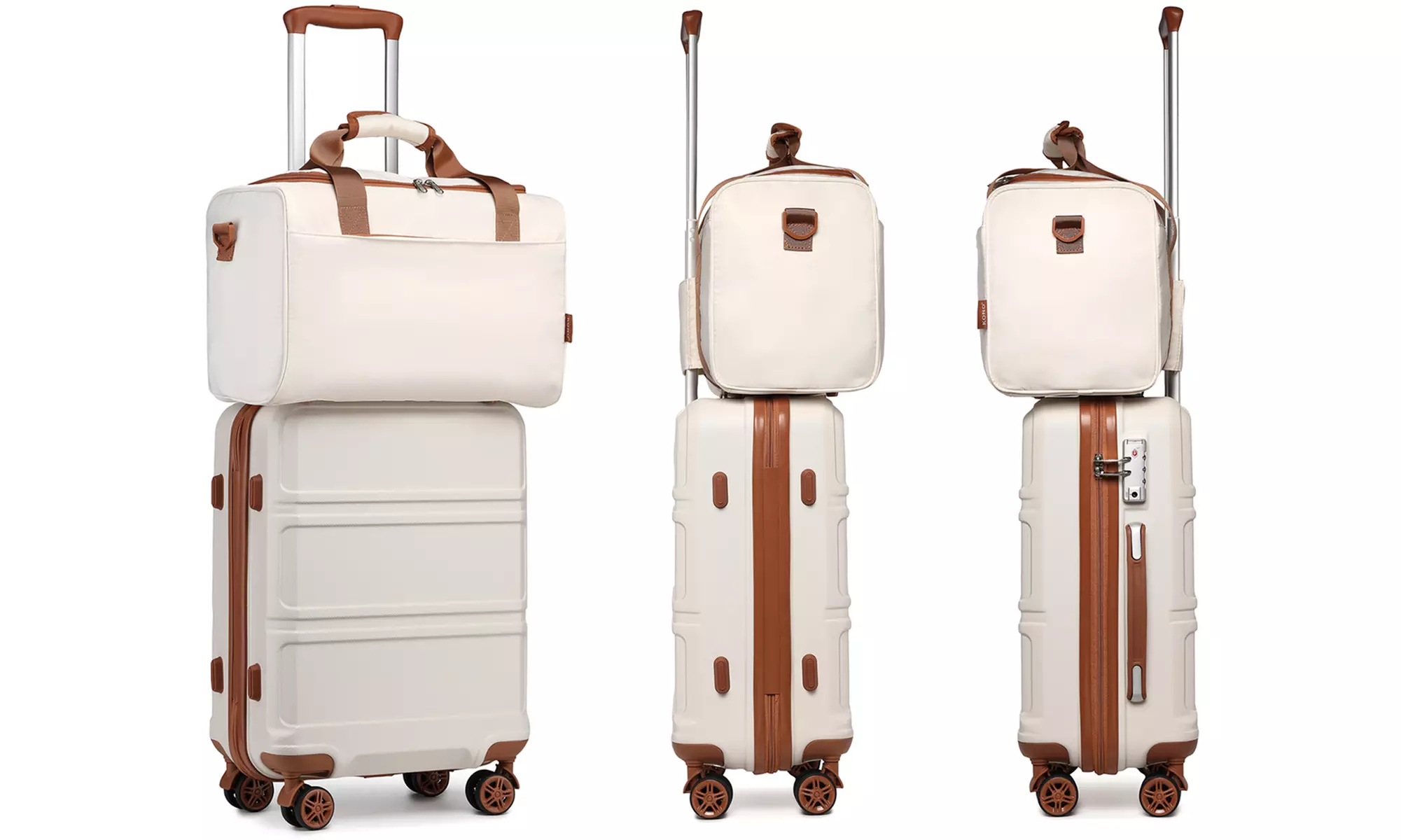 1x oder 3x Hartschalen-ABS-Reisekoffer + Reisetasche