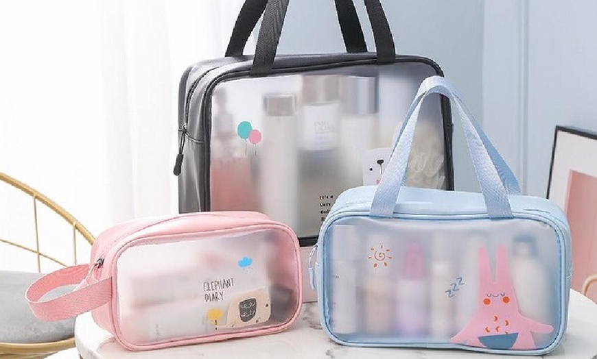 Image 2: One or Three Clear Toiletry Travel Bags