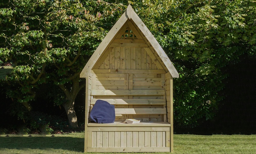 Image 3: Wooden Arbour Bench with Storage