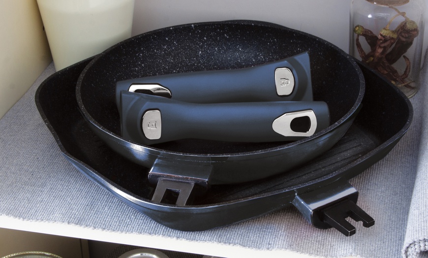 Image 4: Berlinger Haus 5 Pc Frying Pan Set With Grill And Detachable Handles