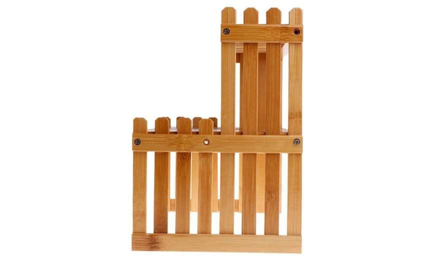 Image 7: Two Tier Multipurpose Wooden Display Shelf