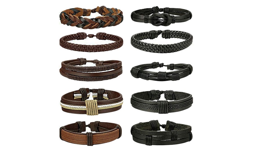 Image 3: 10-Piece Men's Braided Bracelet