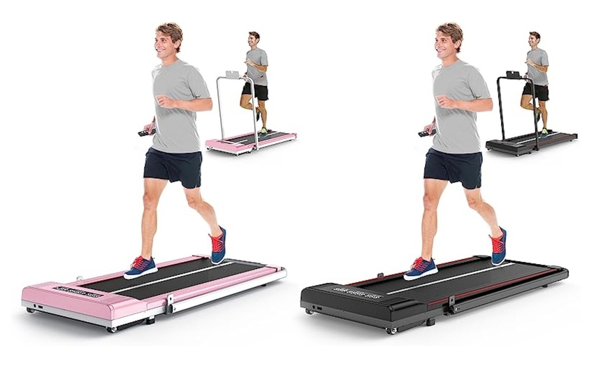 Image 1: Two-in-One Foldable Treadmill with Bluetooth Speaker