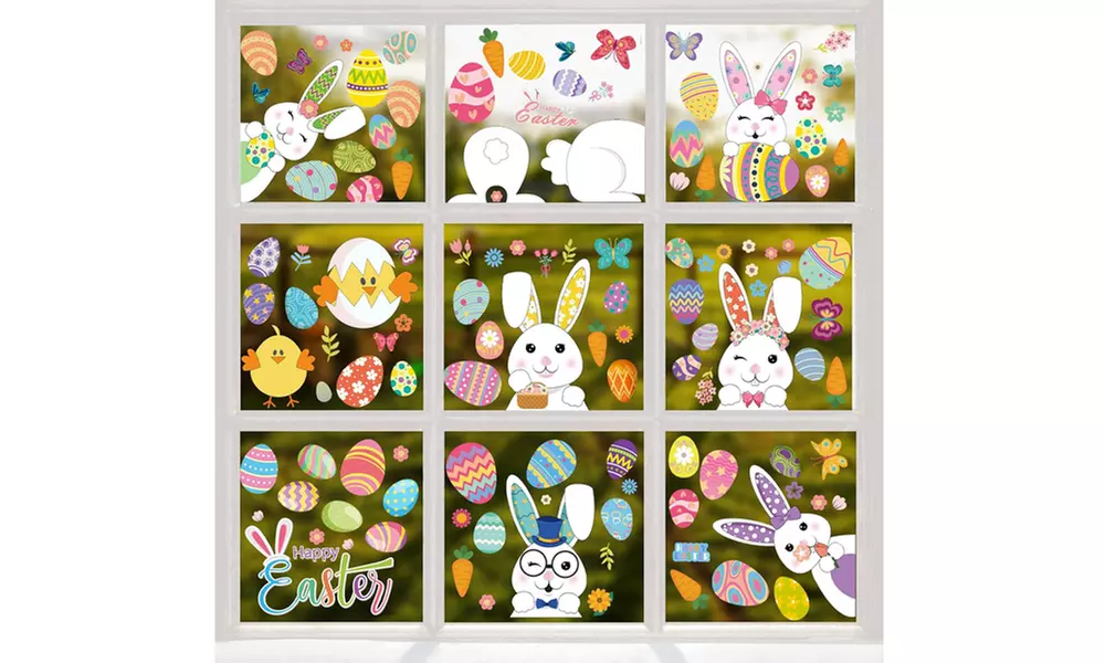 1 oder 2 Sets Fensteraufkleber mit Ostermotiven