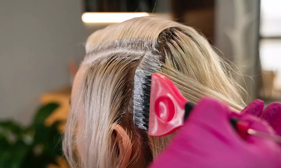 Hair Root Color with paddle dry at Spaces Salon and Spa