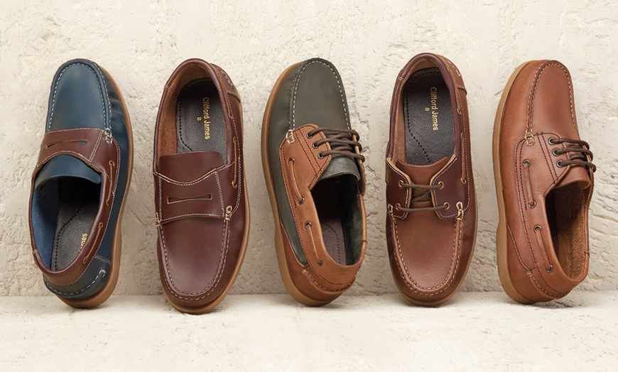 Image 2: Men's Leather Deck Shoes