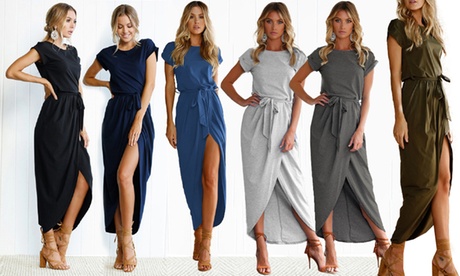 Robe t-shirt longue avec ceinture Belladonna