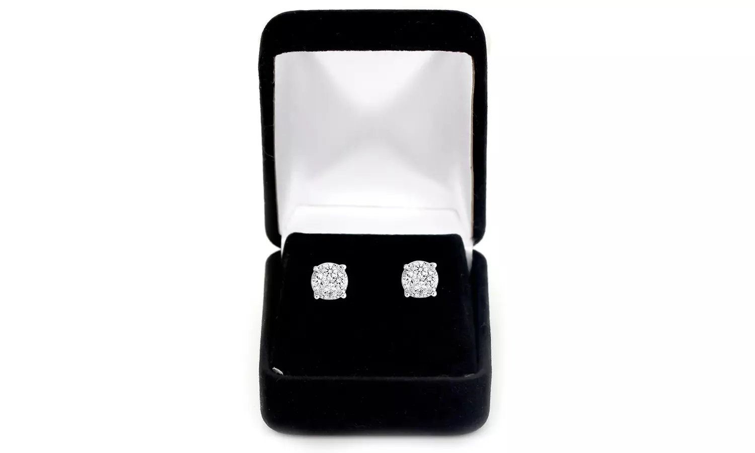 1 1/2CT Diamond Round Cluster Stud Earring in Sterling Silver by Fifth and Fine - Second Medium