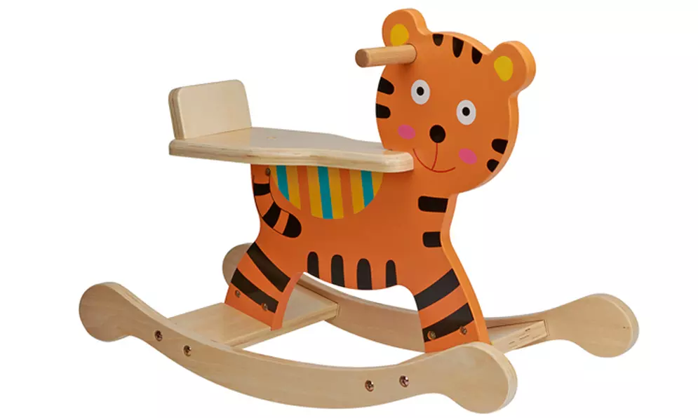 Schaukeltier aus Holz als Tiger oder Esel für Kinder an 18 Monaten - Second Medium