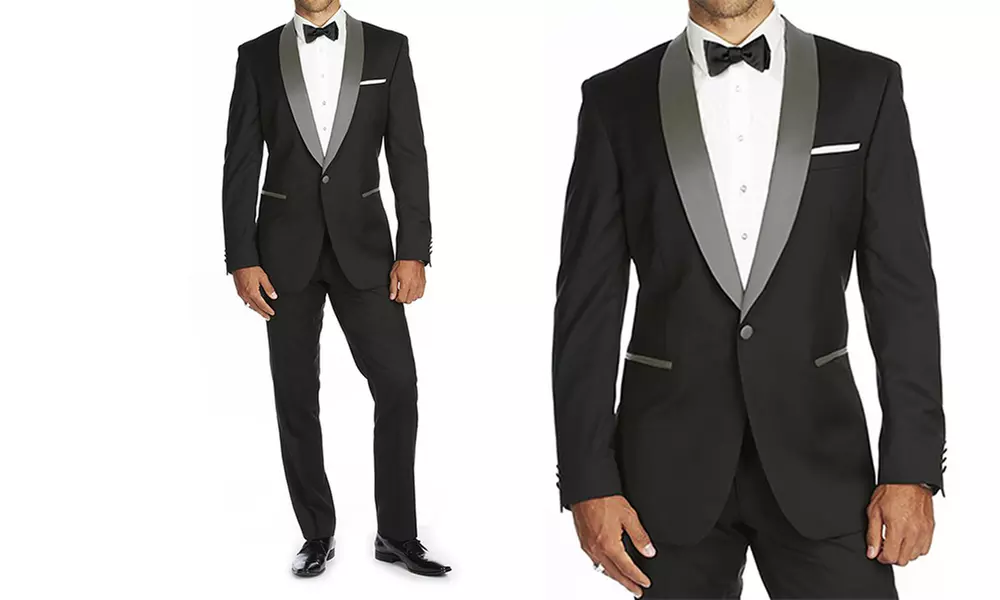 Men's Slim Fit Shawl Lapel Runway Tuxedo (34Sx28W & 38Rx32W) - Primary Image
