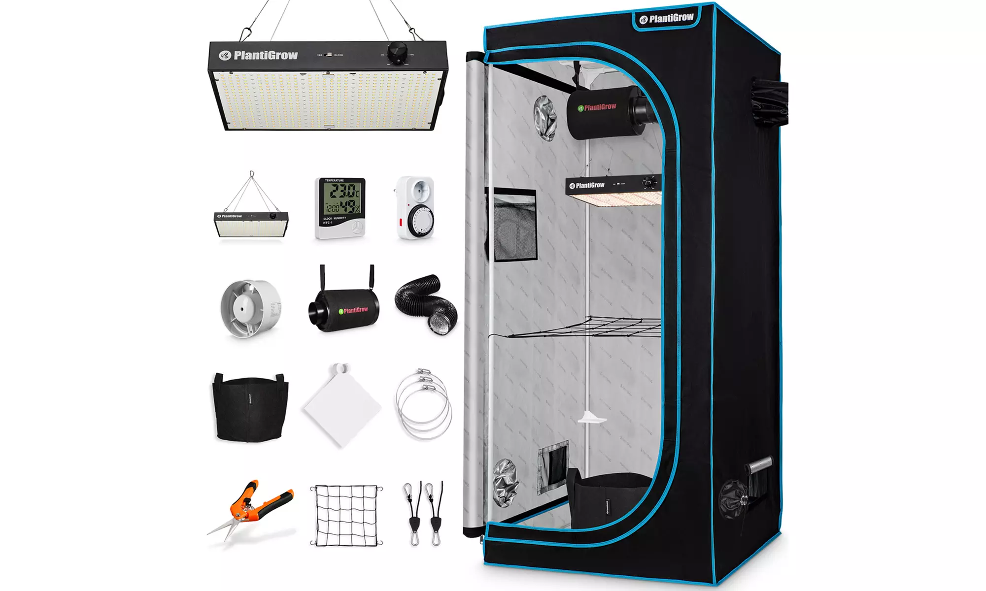 Tente de culture avec kit d'accessoires complet de PlantiGrow, dimensions au choix, livraison offerte - Primary Image