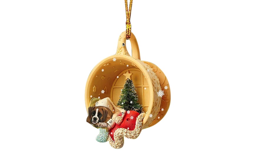 Image 11: Christmas Puppy Sleeping Hanging Ornament