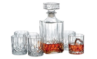 Whiskey Decanter Set with 4 Matching Rocks Glasses