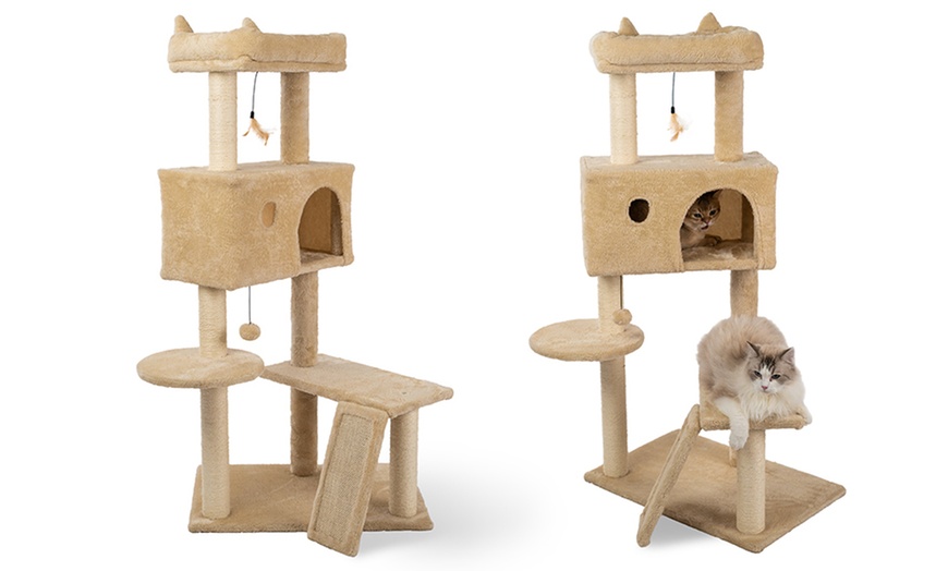 Image 23: Arbre à griffes en sisal naturel avec niche pour chats et jeux inclus