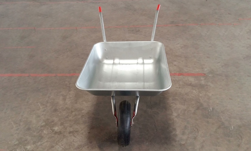 Image 3: Heavy-Duty Galvanised Steel 65-Litre Wheelbarrow