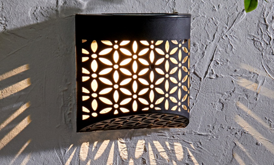 Image 12: Moroccan Solar Wall Lights - 4 Pack, Warm White LED