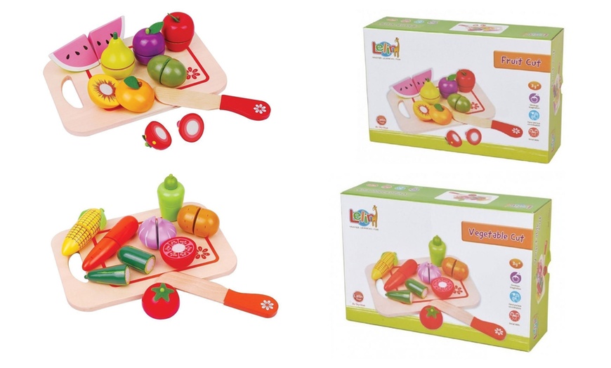 Image 2: Lelin Toy Vegetable or Fruit Cut-Up Set