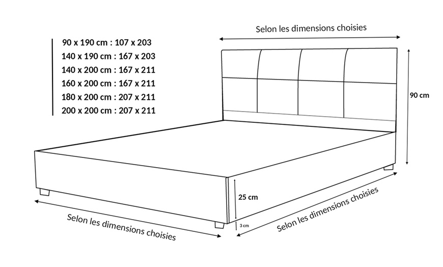 Image 17: Lit coffre Venise tissu, matelas ''Empereur'' en option