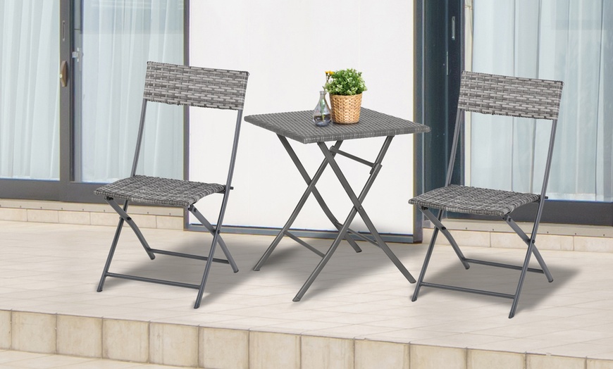 Image 3: Outsunny Rattan-Effect Bistro Set