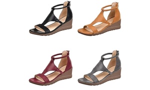 Women's Slope Heel Peep Toe Platform Sandals With Free Delivery