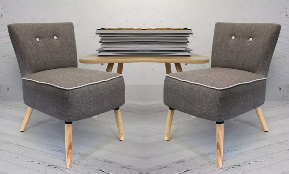 2 Fauteuils bicolore gris et jaune - Primary Image