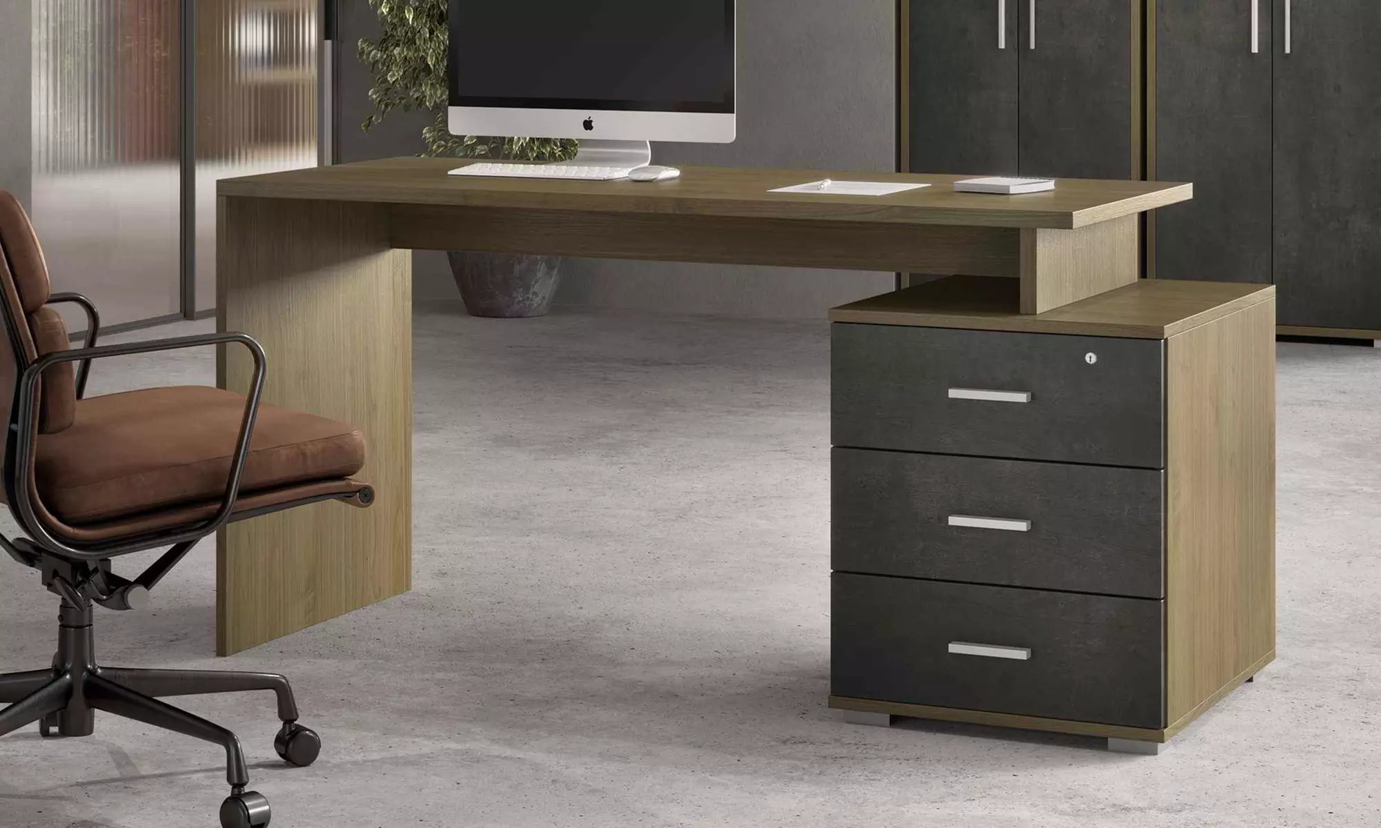 Scrivania da ufficio con cassetti Made in Italy