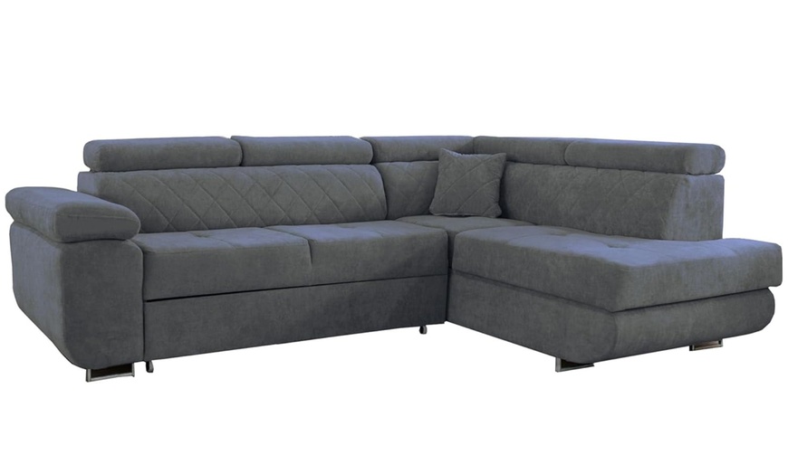 Image 2: Grey Corner Sofa Bed