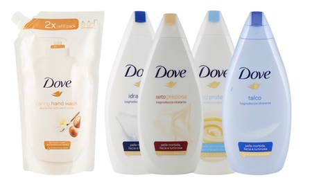 Fino a 20 confezioni da 500 ml di Bagnoschiuma e ricarica Sapone Dove, disponibile in 5 tipologie