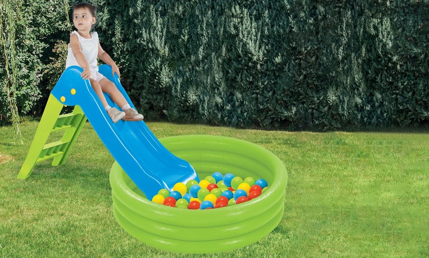 Image 3: Three-in-One Inflatable Slide and Pool Ball Pit Set