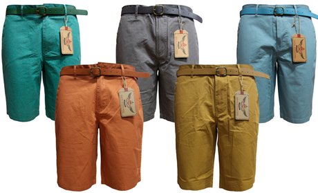 Men's Casual Cotton Shorts with Belt