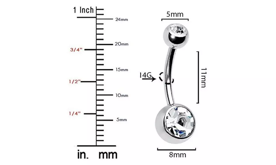 5 ou 10 piercings de nombril avec double cristaux, livraison offerte - Image 3