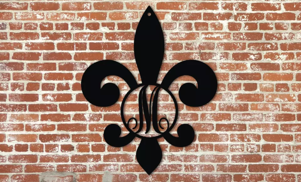 Fleur-de-Lis Monogram Signs from Metal Unlimited (Up to 45% Off). Three Sizes Available.  - Primary Image