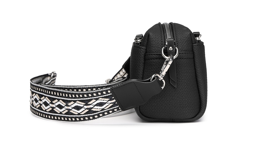 Image 36: Jacquard Strap Water-resistant Crossbody Bag