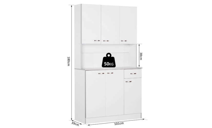 Image 15: HomCom Kitchen Cupboard Multi Storage Cabinet