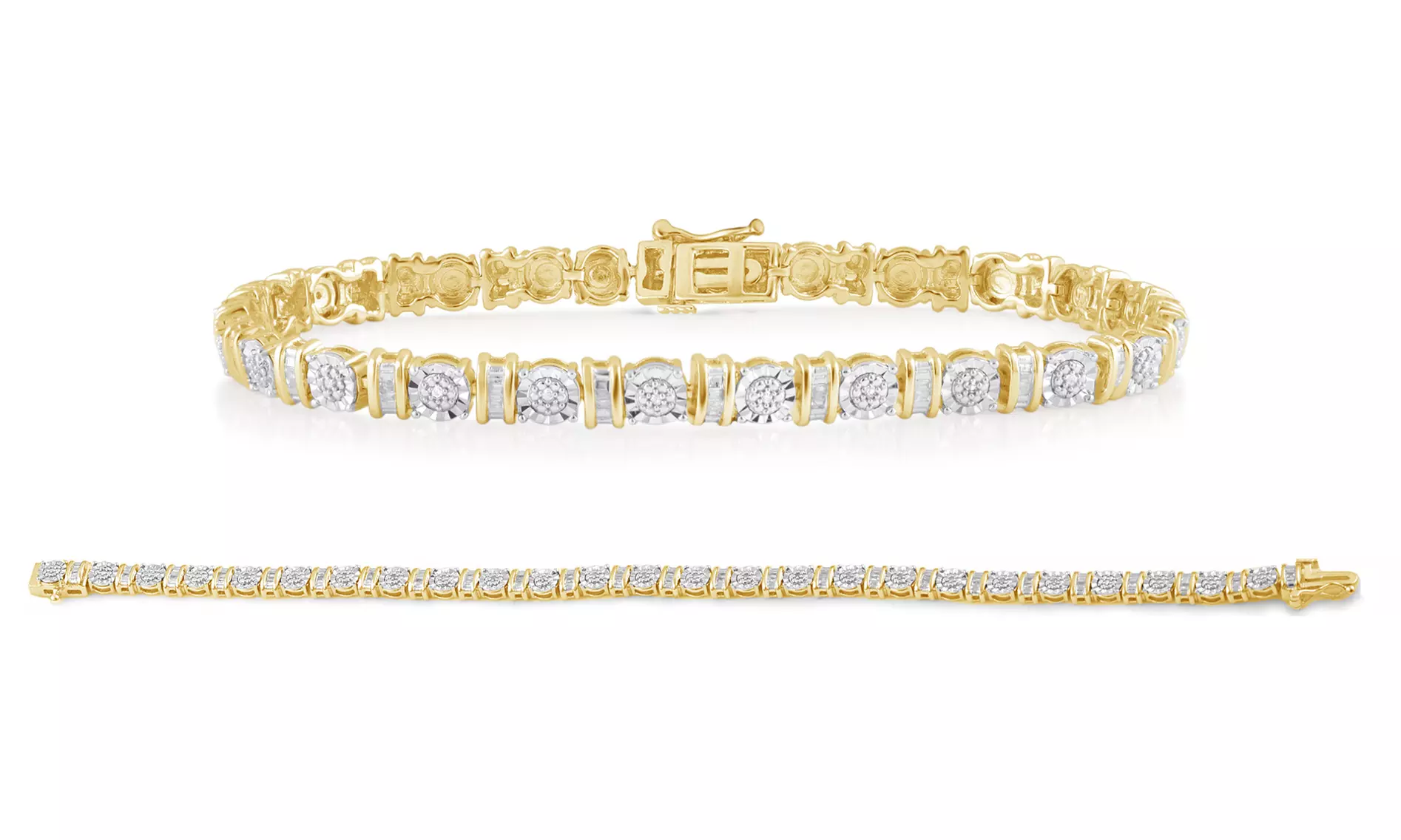 1/4 CTTW Diamond Tennis Bracelet with Baguette Accents by DiamondMuse - Primary Image