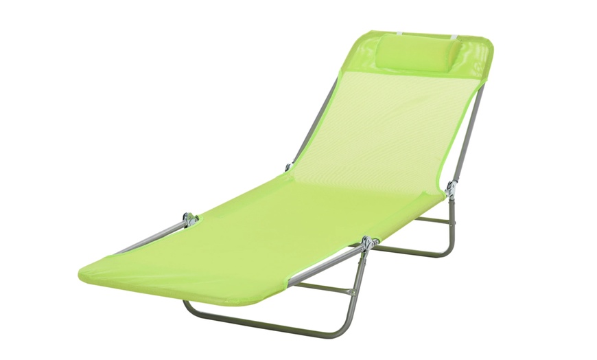 Image 2: Outsunny Foldable Sun Lounger