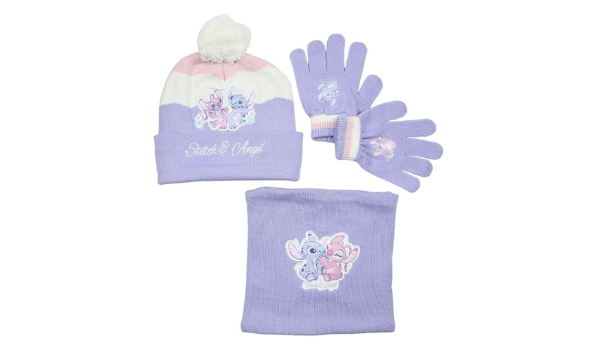 Image 6: Ensemble bonnet, gant, tour de cou Lilo & Stitch, Paw Patrol ou Minnie