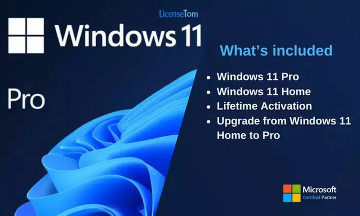 Microsoft Windows 11 Pro with Product Key and Lifetime Use for 1 PC - License Tom (Up to 92% Off) - Primary Image