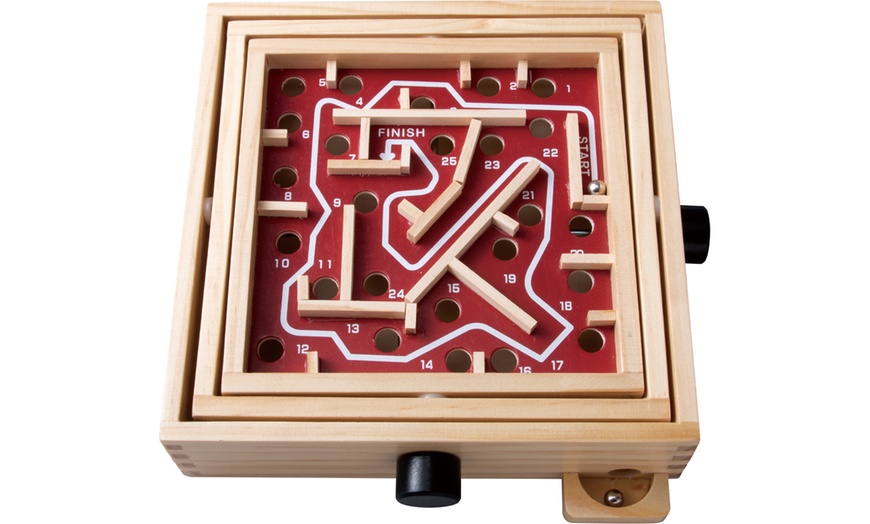 Image 4: Wooden Labyrinth Game