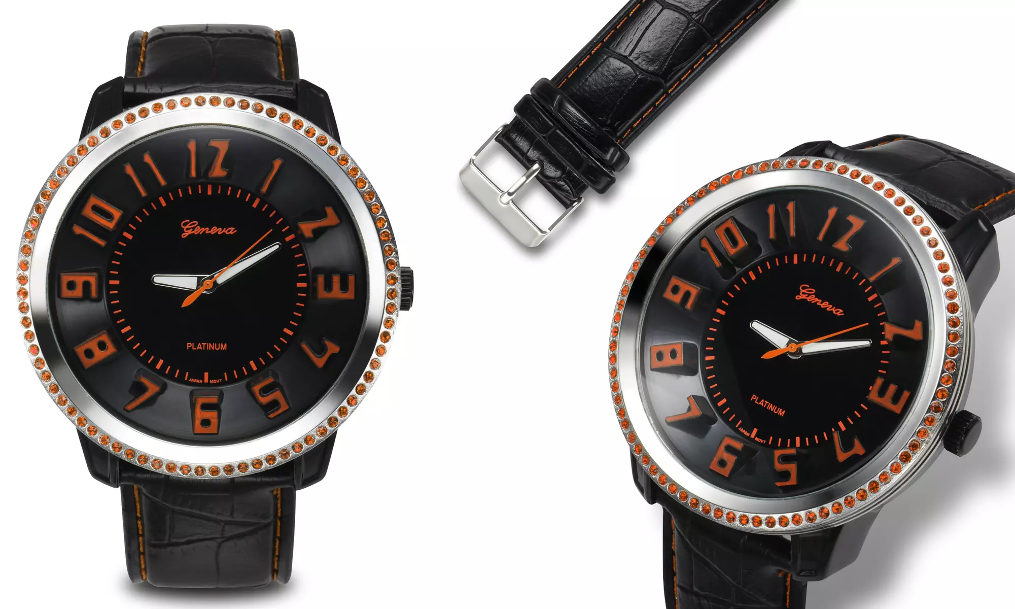 Geneva Platinum Aura Collection Unisex Watch with Swarovski Elements - Second Medium