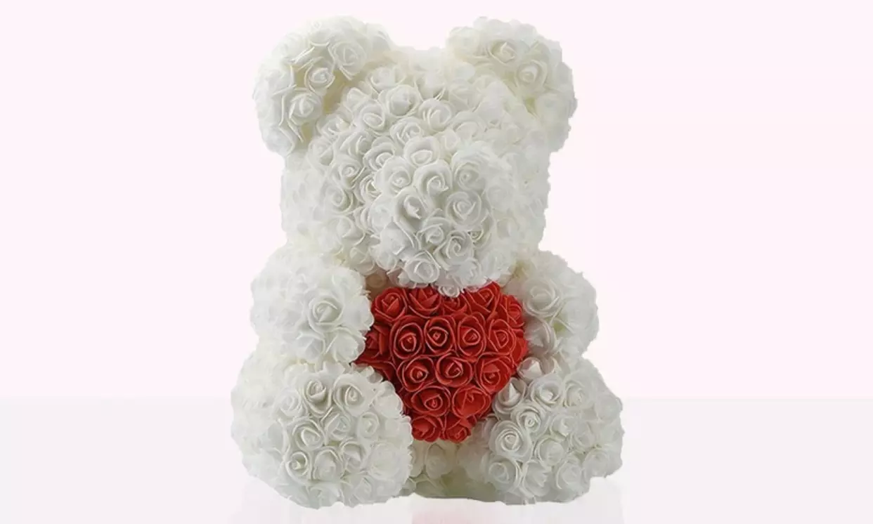 Ours en rose avec cœur dans sa boîte de Promo Linge