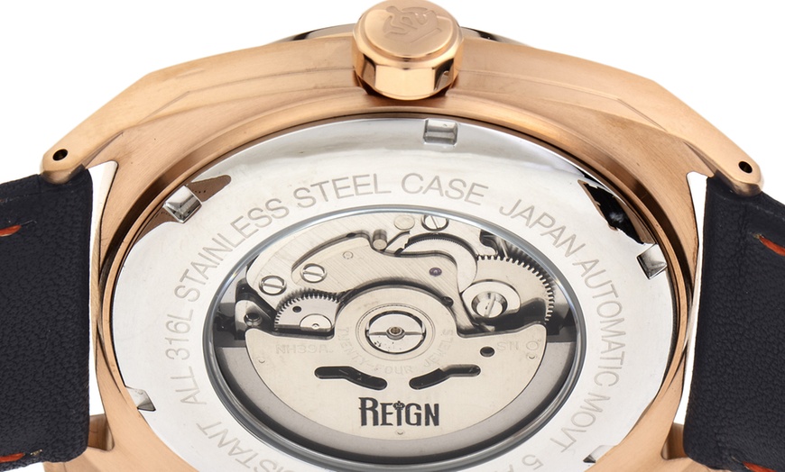 Image 10: Reign Astro Semi-Skeleton Echtlederuhr