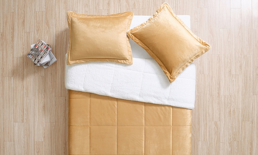Image 12: Micromink and Sherpa Reversible Comforter Set (2- or 3-Piece)