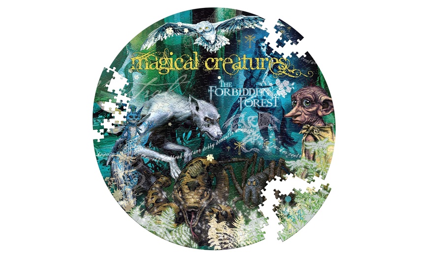 Image 1: 500-Piece Harry Potter Magical Creatures Round Puzzle