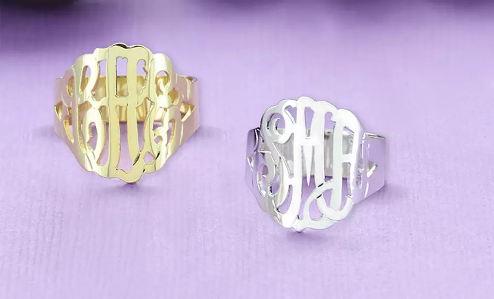 Monogrammed Sterling-Silver Bracelet, Earrings, or Ring from Monogram Online. Multiple Styles Available. - Second Medium