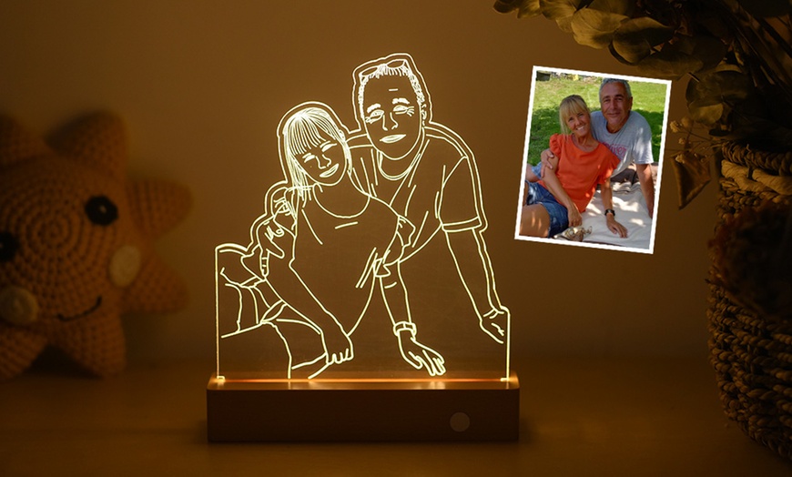 Image 3: Custom Wooden Base 3D Night Lamp With Personalized Photo